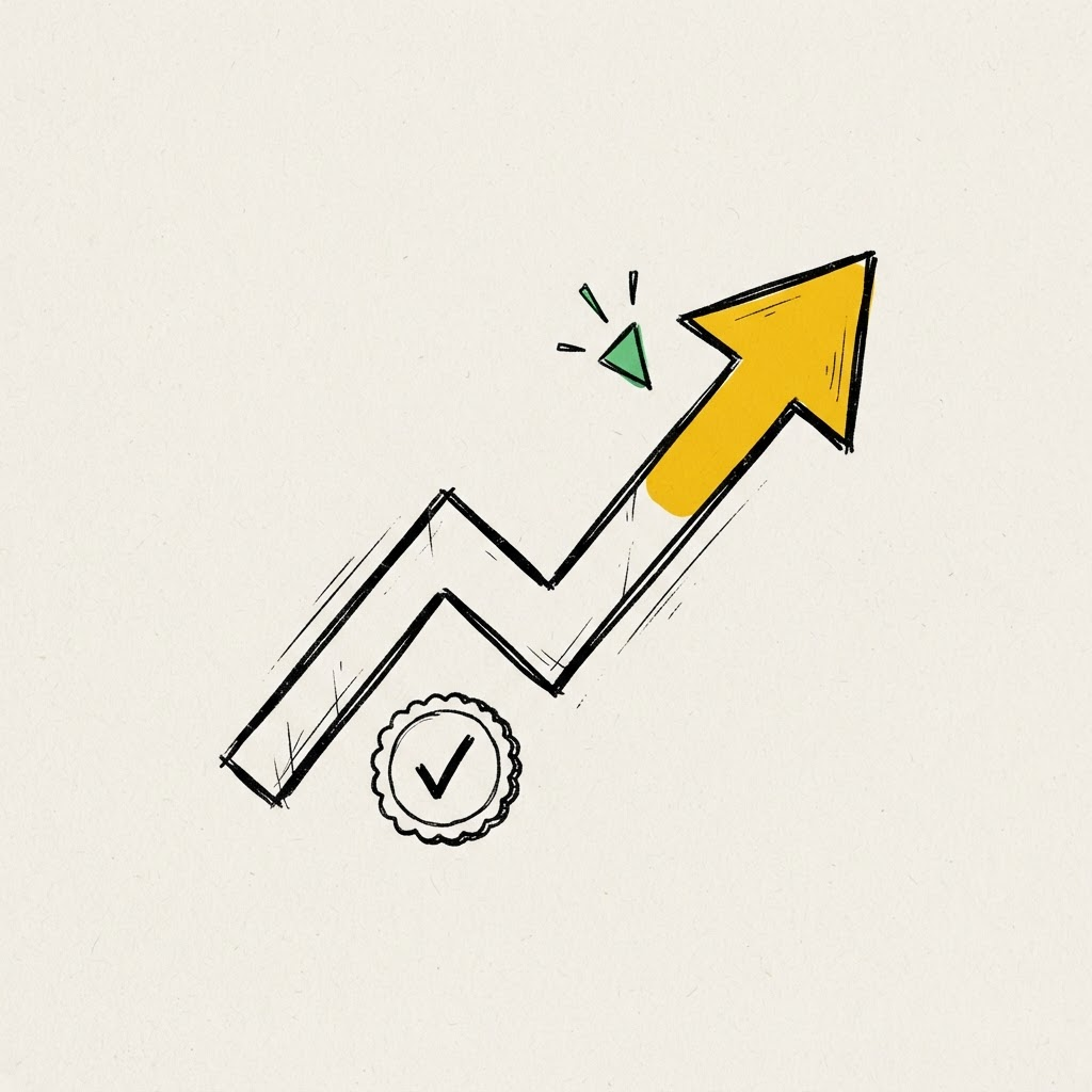 Doodle de um gráfico crescente com uma moeda